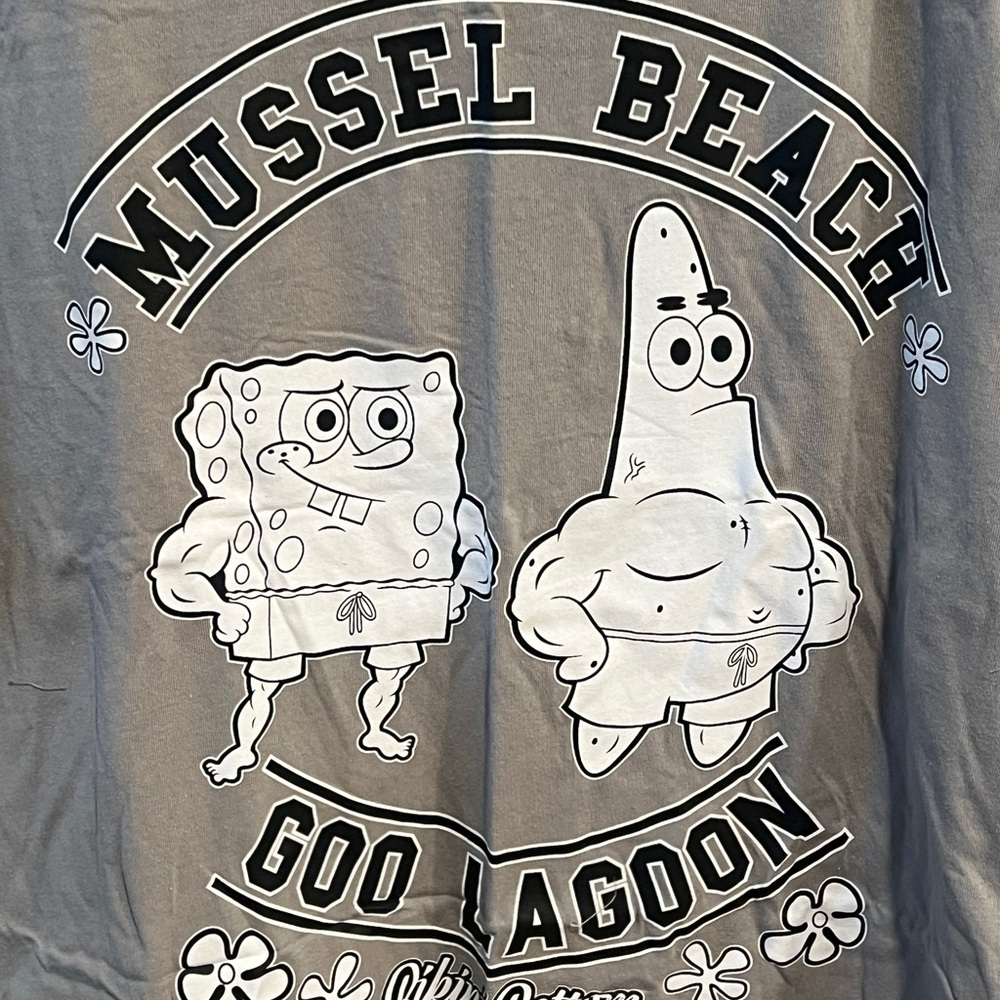 61. Gray Graphic Muscle Tank with SpongeBob and Patrick